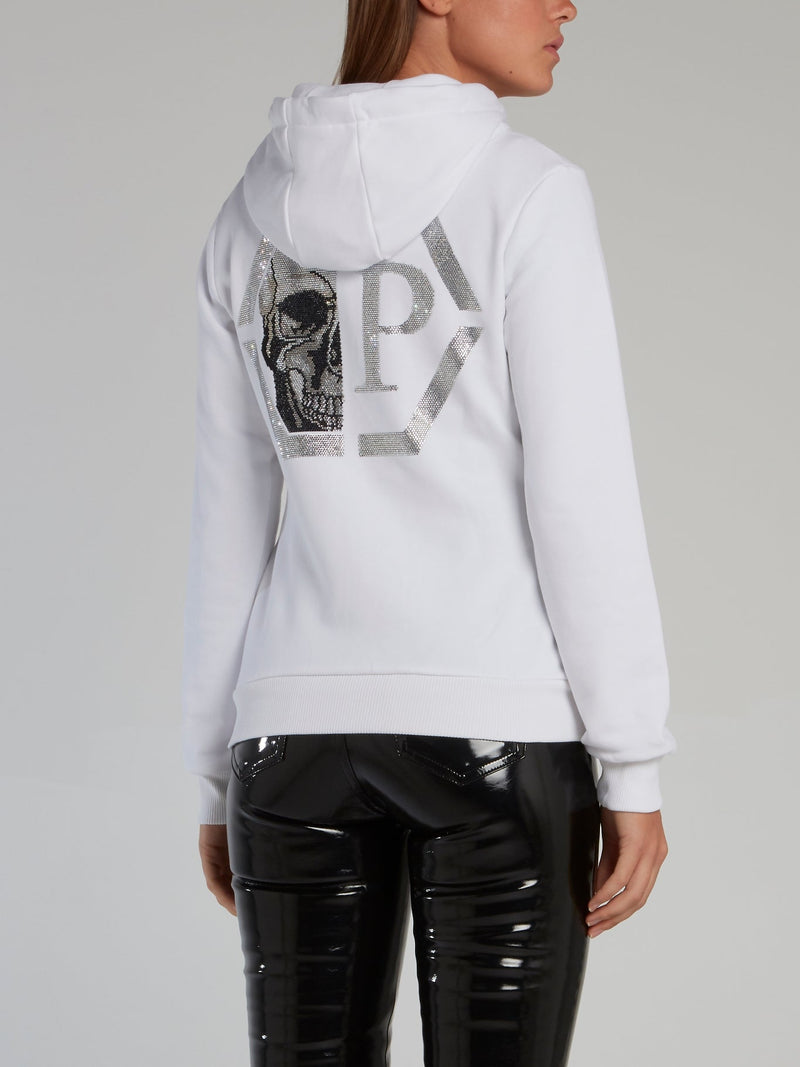 White Rear Studded Monogram Sweatshirt