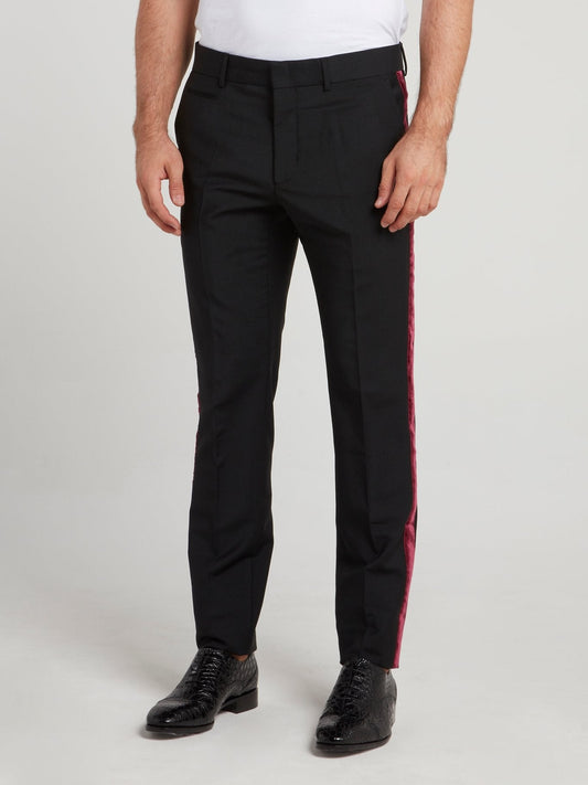 Black Velvet Side Stripe Pants