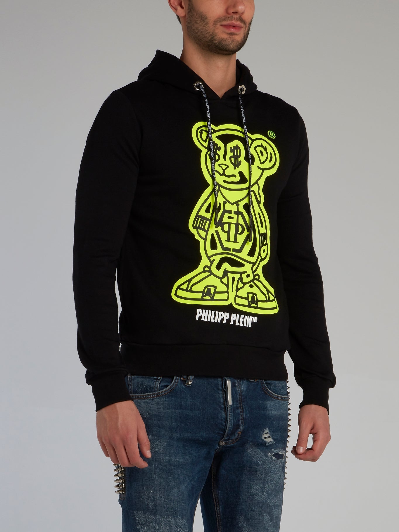 Neon Teddy Bear Drawstring Hoodie