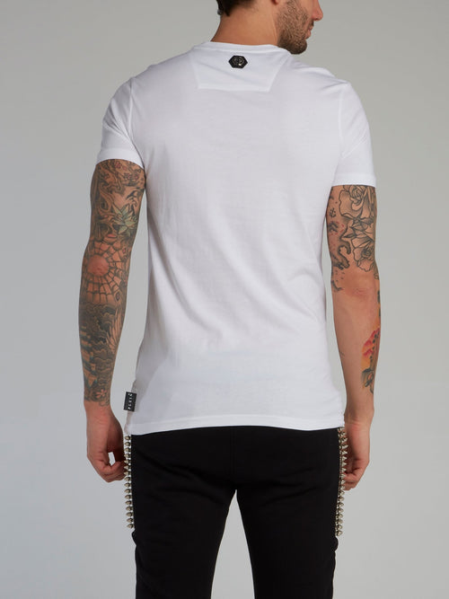 Skull Strass White Cotton T-Shirt