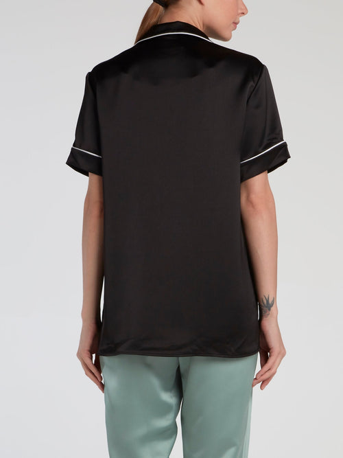 Black Short Sleeve Pajama Shirt