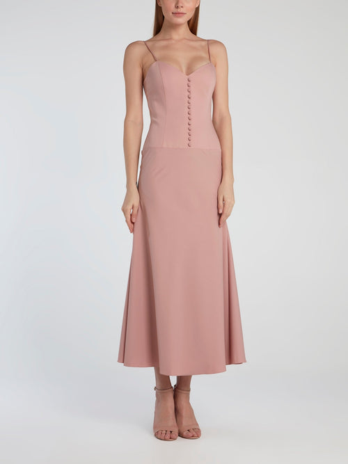 Pink Midi Dress With Removable Top