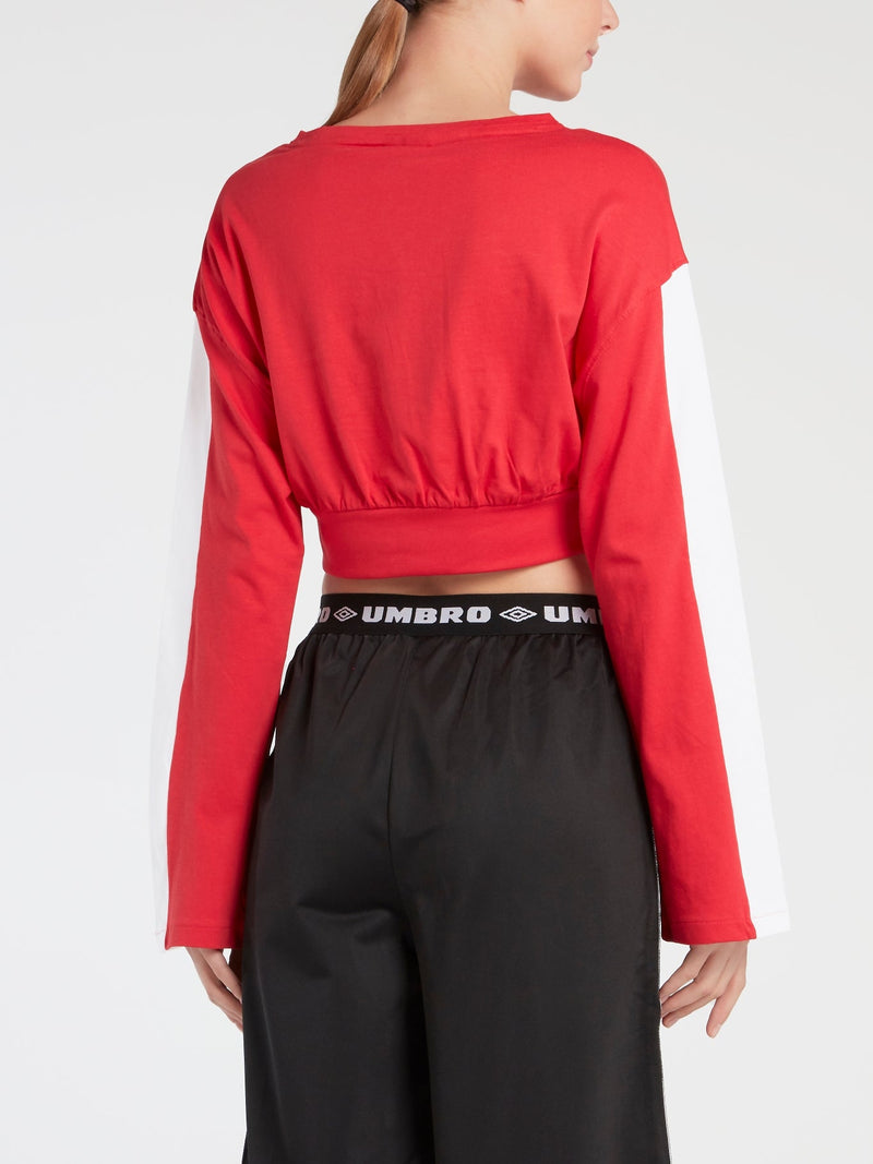 Talis Red Long Sleeve Crop Top