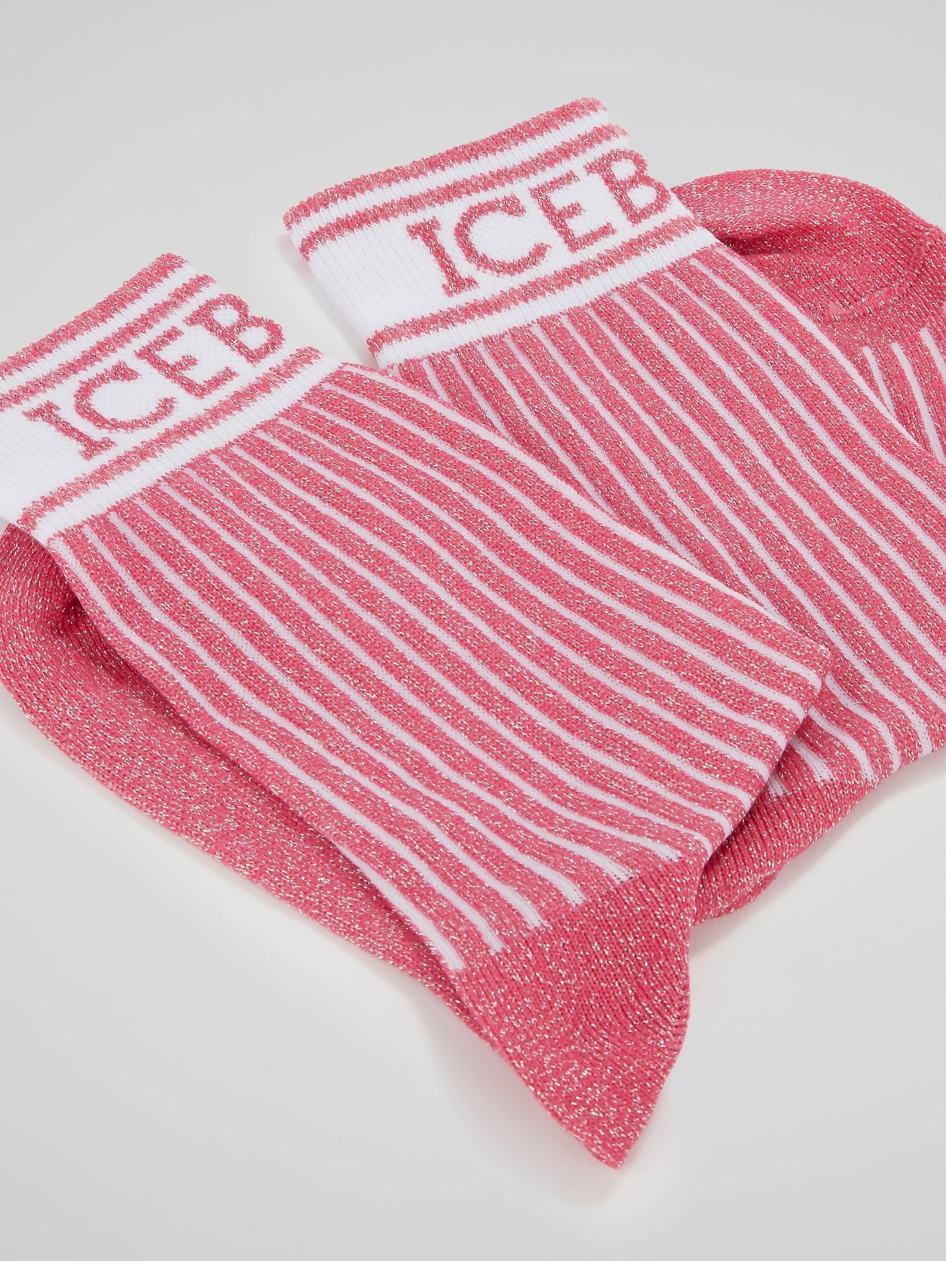 Pink Logo Trim Crew Socks