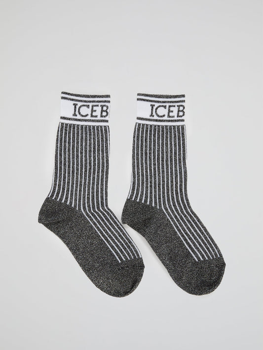 Black Logo Trim Crew Socks