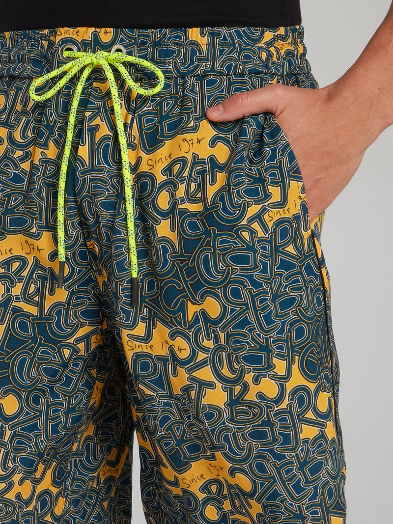 Jacquard Print Drawstring Shorts