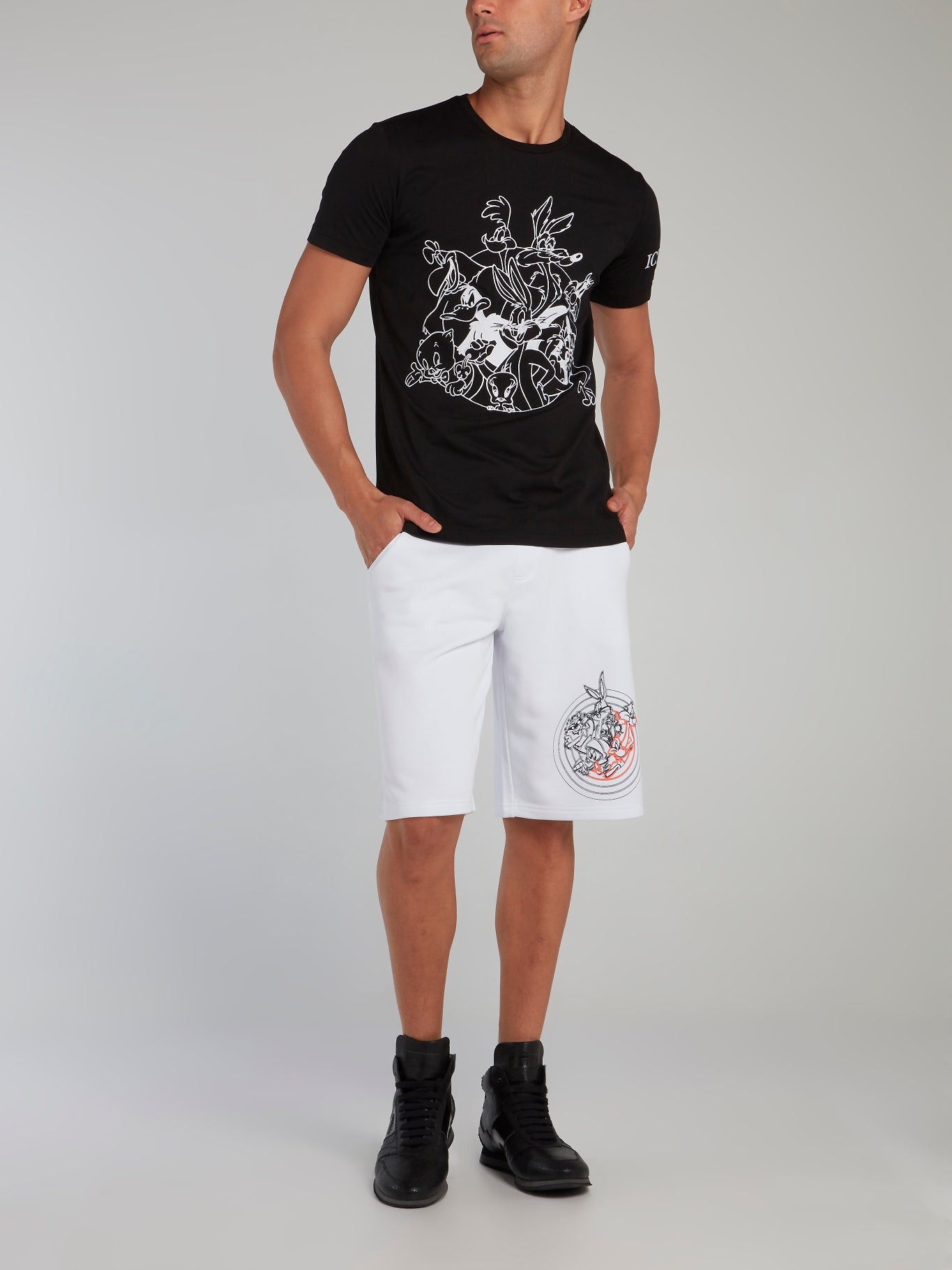 Looney Tunes Black Contrast Embroidered T-Shirt