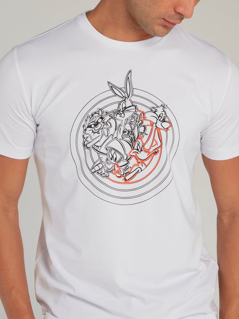 Looney Tunes White Sketch Print T-Shirt