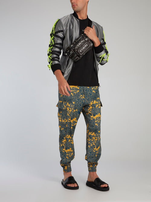 Jacquard Print Cuffed Cargo Pants