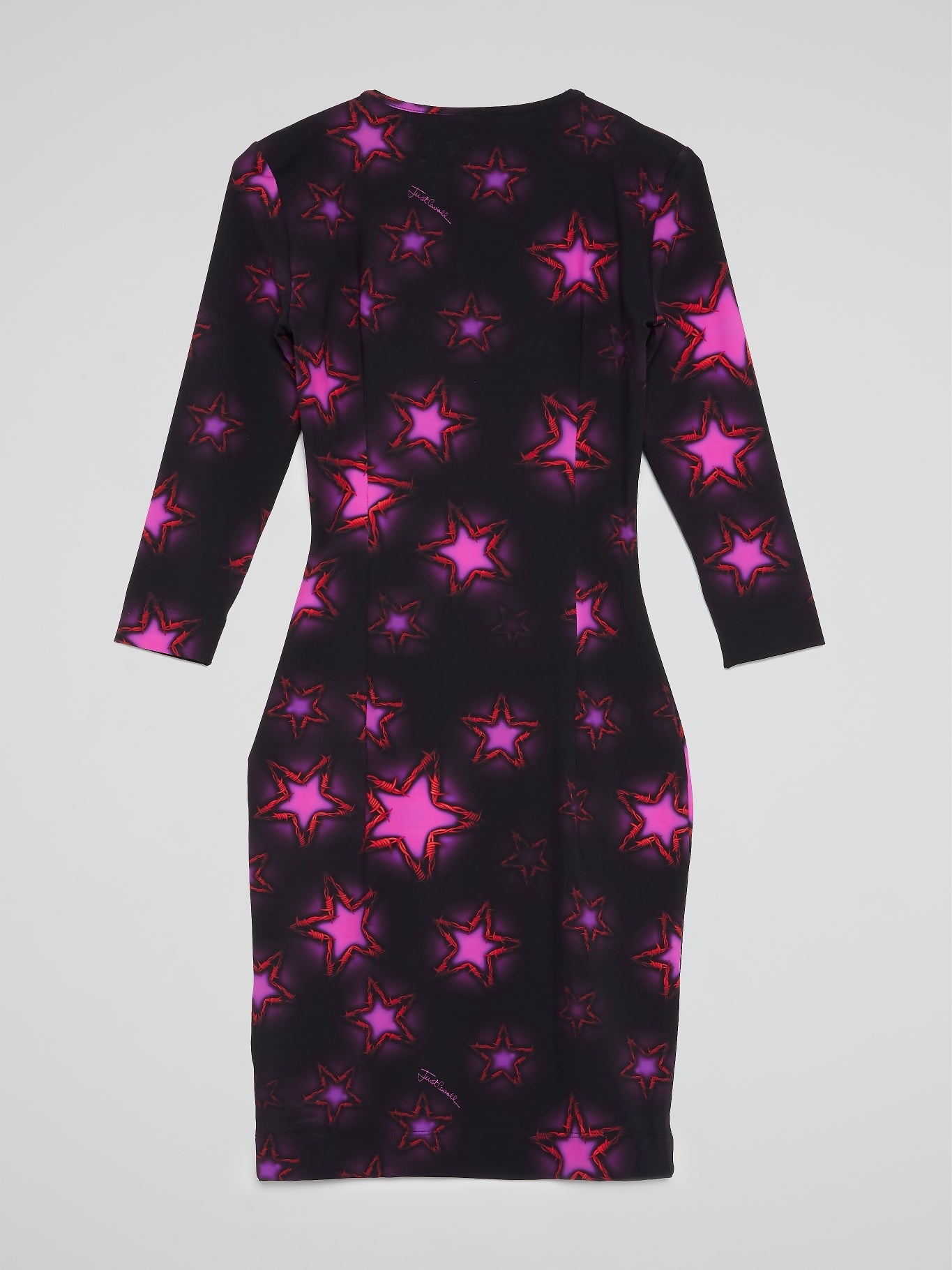 Purple Star Print Scoop Neck Dress