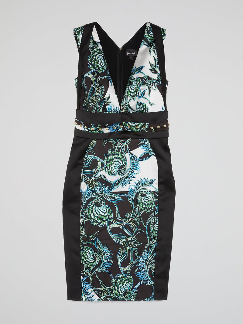 Floral Print Plunge Sheath Dress