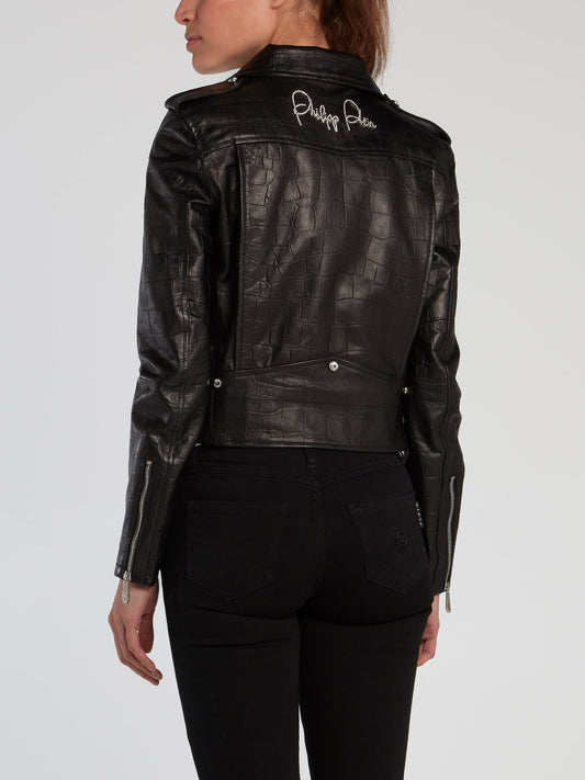 Black Reptilian Biker Jacket