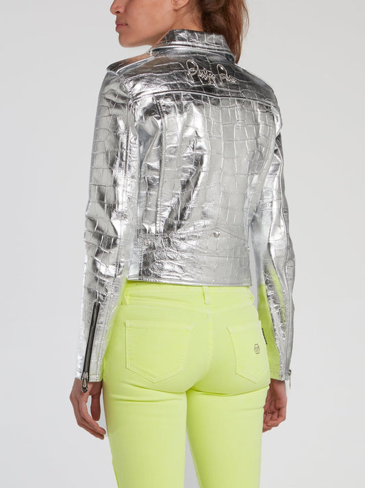 Metallic Reptilian Biker Jacket