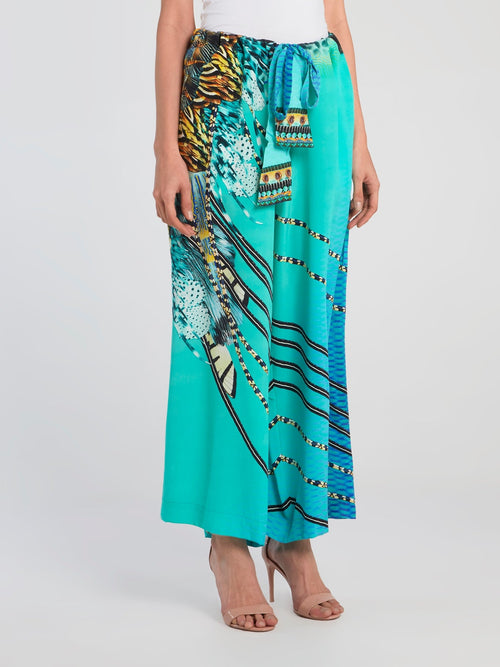 Tie Waist Silk Palazzo Pants