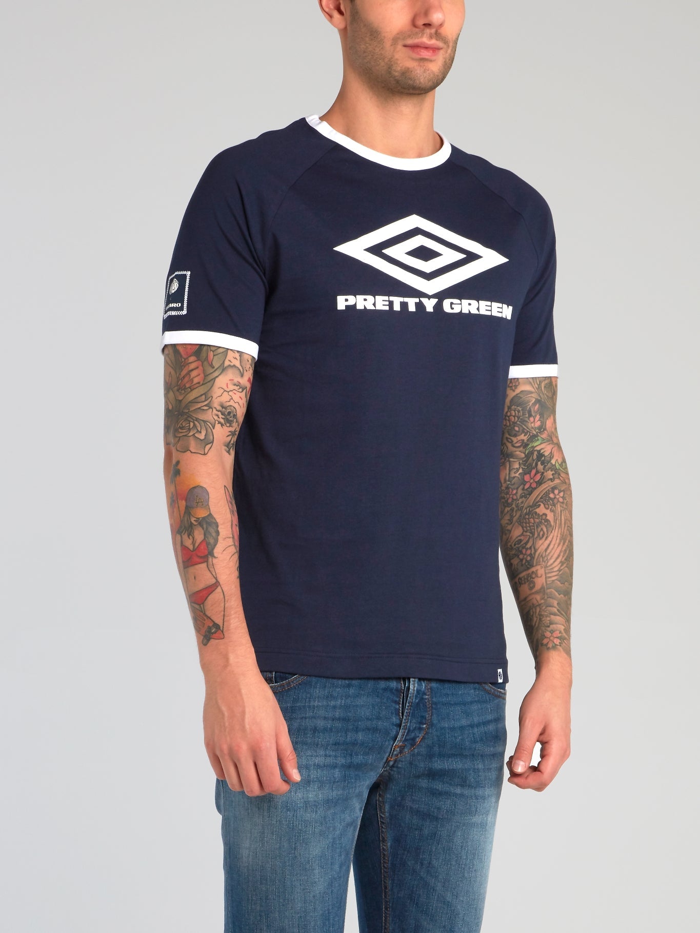 Pretty Green x Umbro Navy Contrast Trim T-Shirt