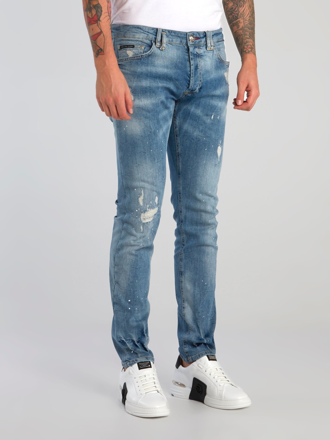 Acid Wash Distressed Denim Jeans