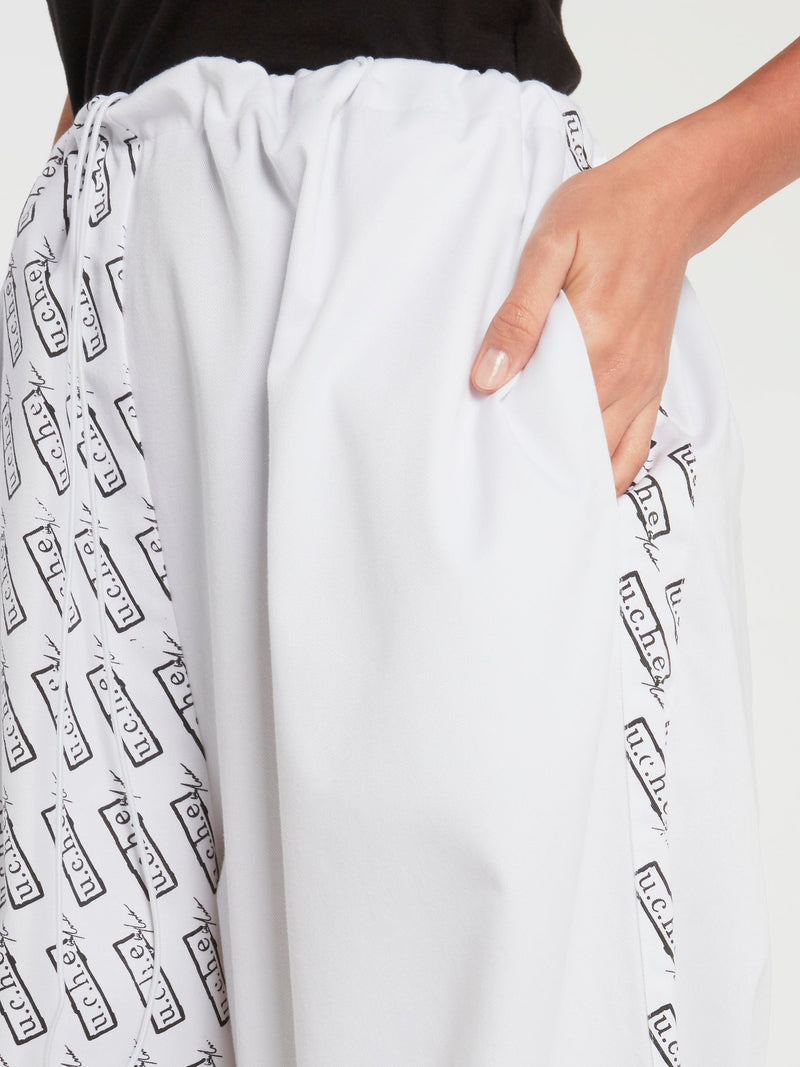 Monogram Print Panel Oversized Pants