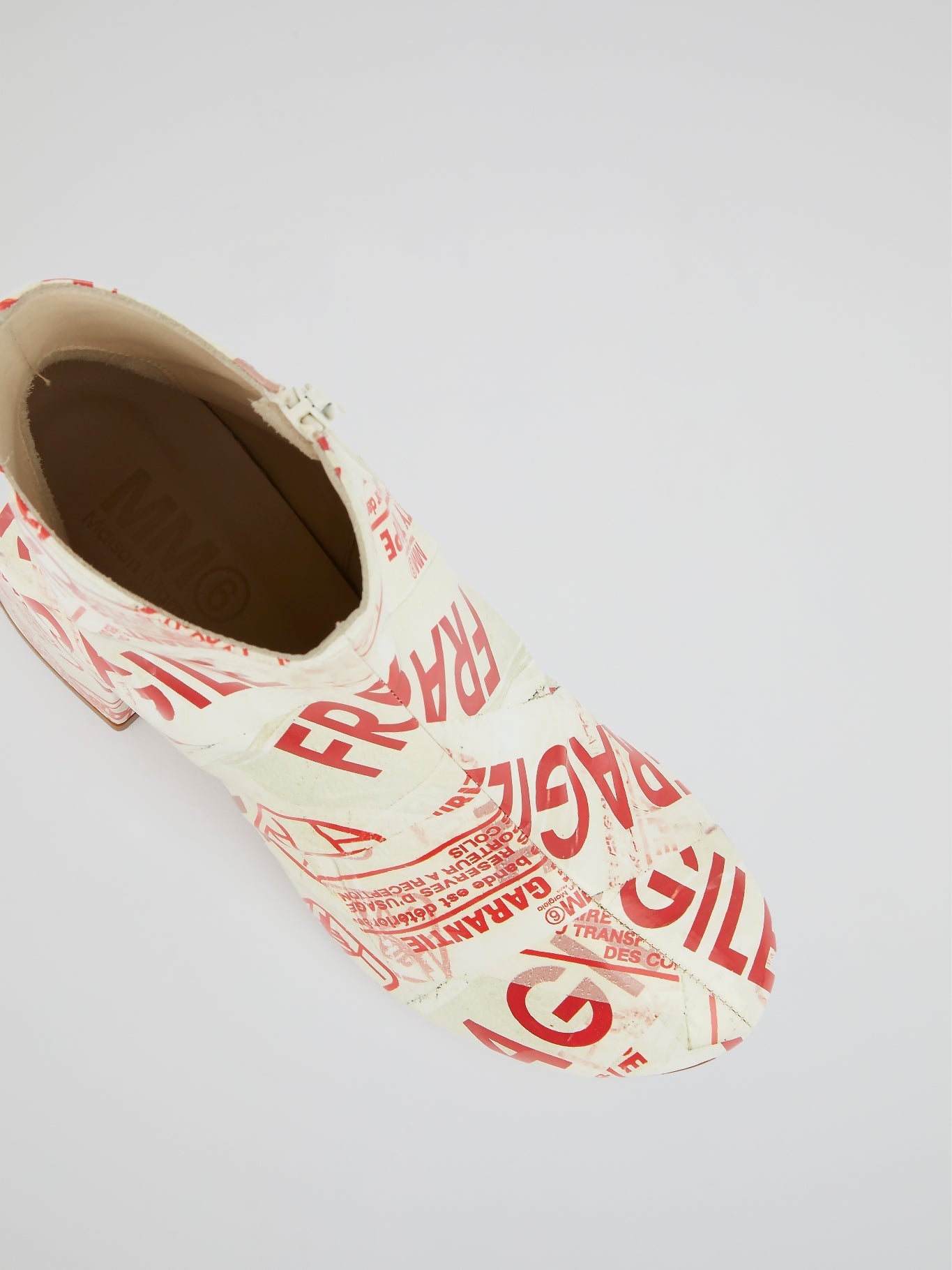 Text Print Block Heel Boots