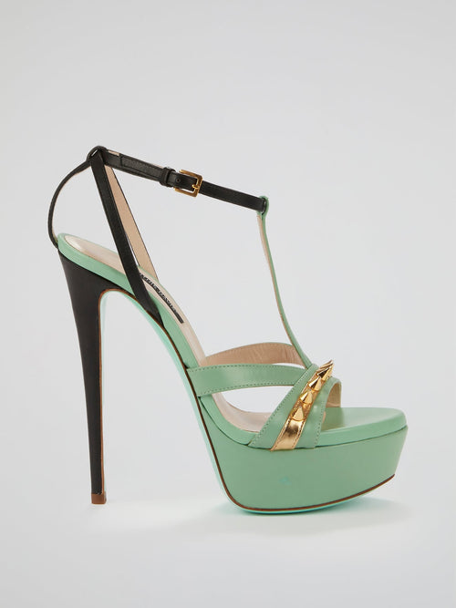 Naples Green Spike Detail Stilettos