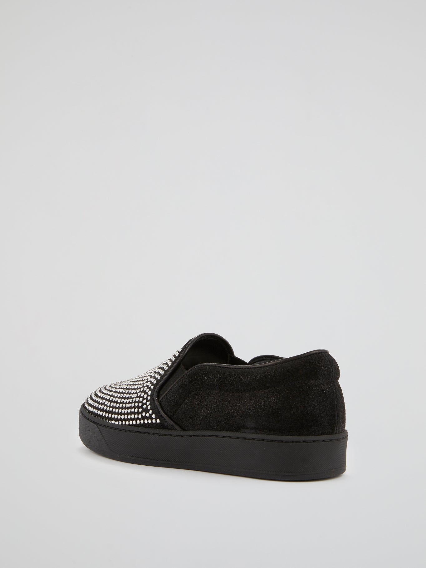 Black Rhinestone Slip On Sneakers