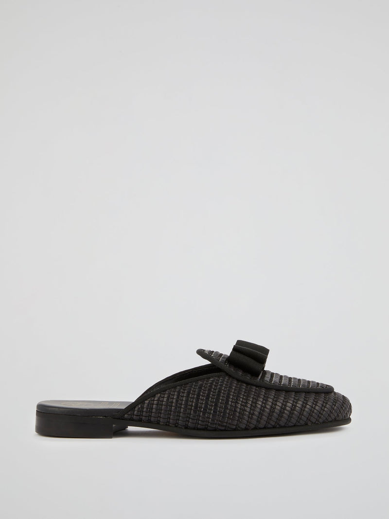 Black Woven Mules