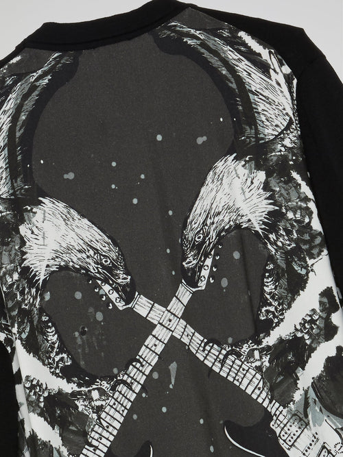 Black Eagle Print Cardigan