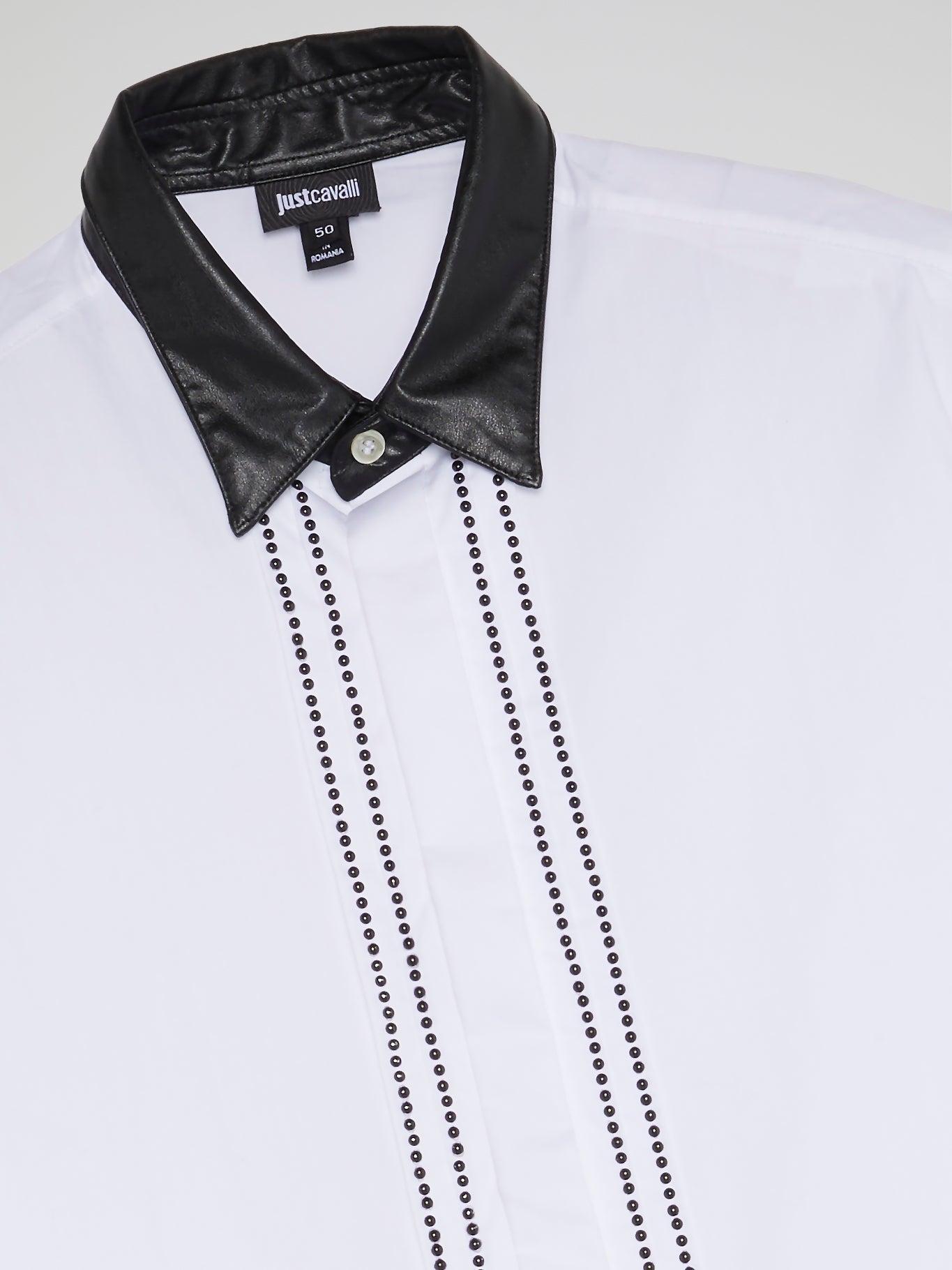 White Leather Collar Shirt