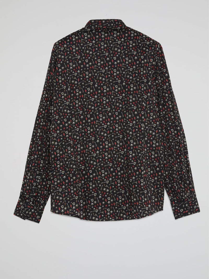 Jacquard Print Button Up Shirt