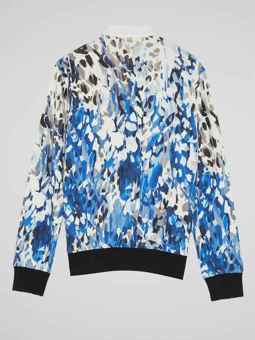 Blue Abstract Print Jacket