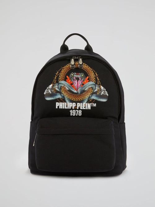 PP1978 Black Graphic Print Backpack