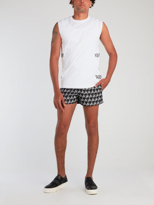 Monogram Print Drawstring Swim Shorts