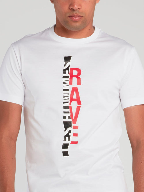 White Vertical Print T-Shirt