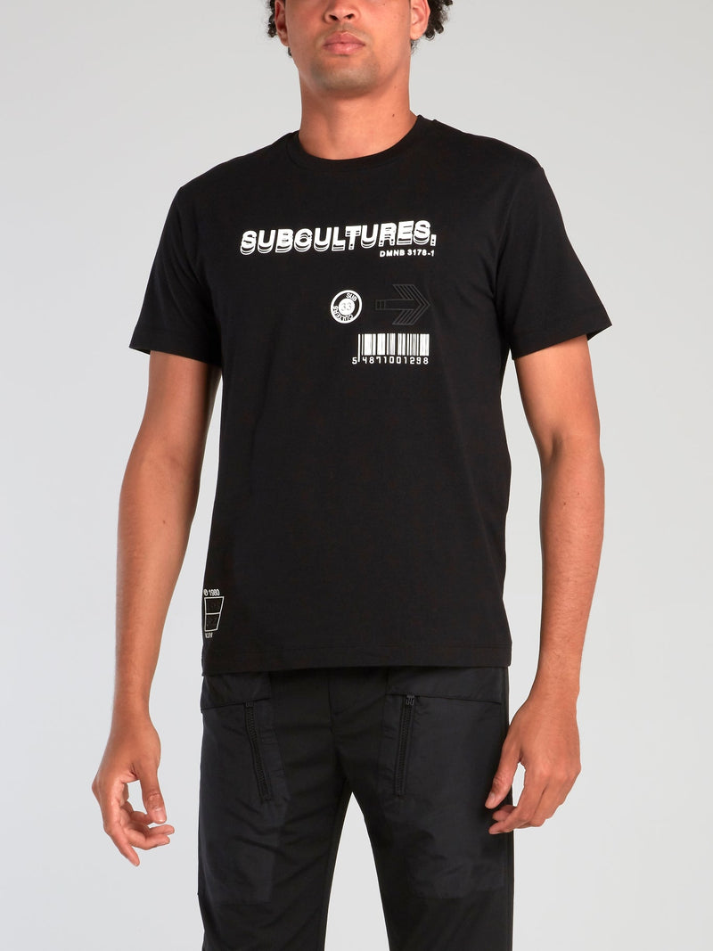 Black Subculture Print T-Shirt