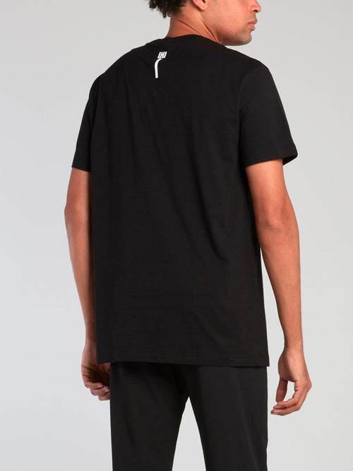 Black Contrast Barcode Print T-Shirt