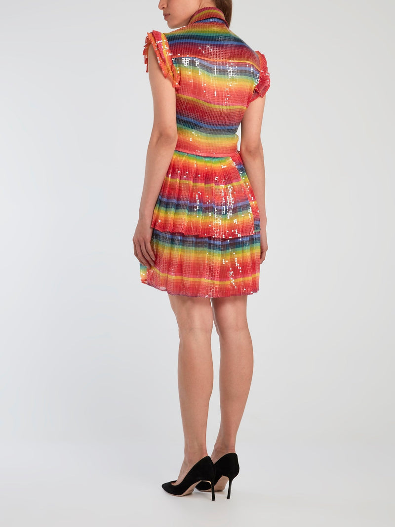 Rainbow Paillette Mini Dress