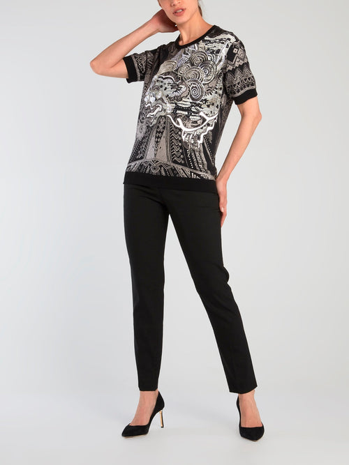 Black Oriental Embroidered Top