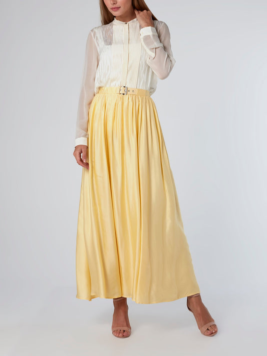 Yellow Belted Viscose Skirt