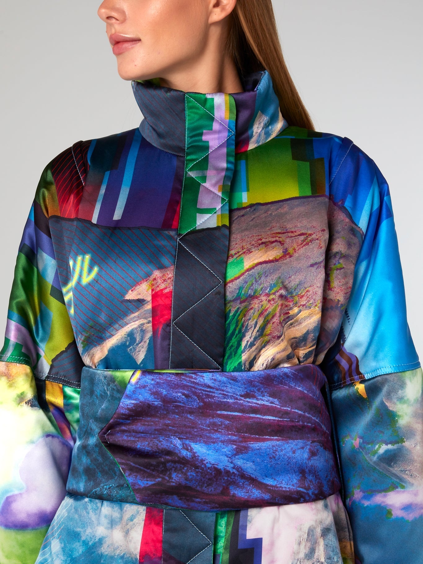 Glitched Nature Silk Parka