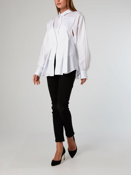 White Cut-Out Kimono Shirt