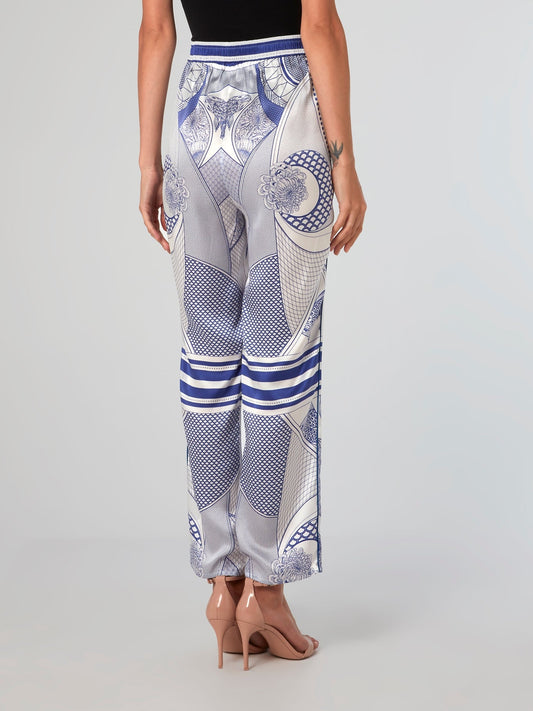 Oriental Print High Rise Pants