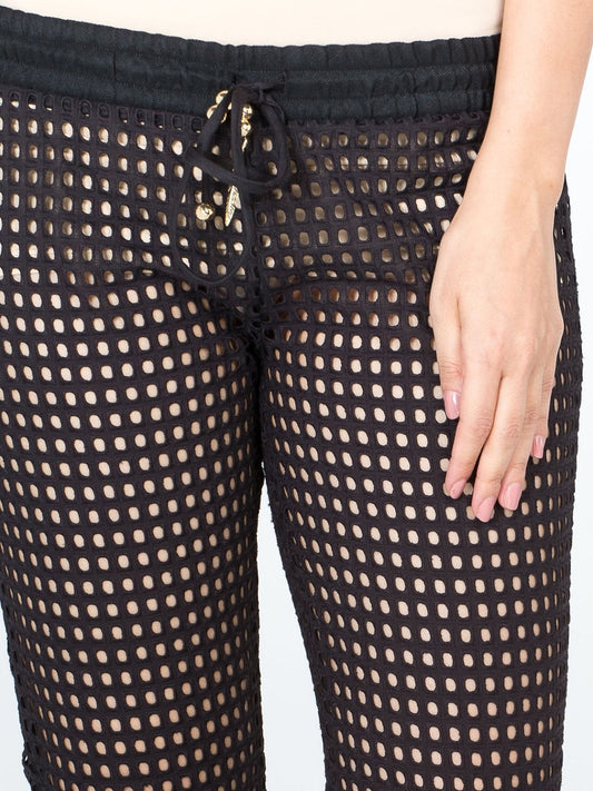 Black Fishnet Bootcut Trousers