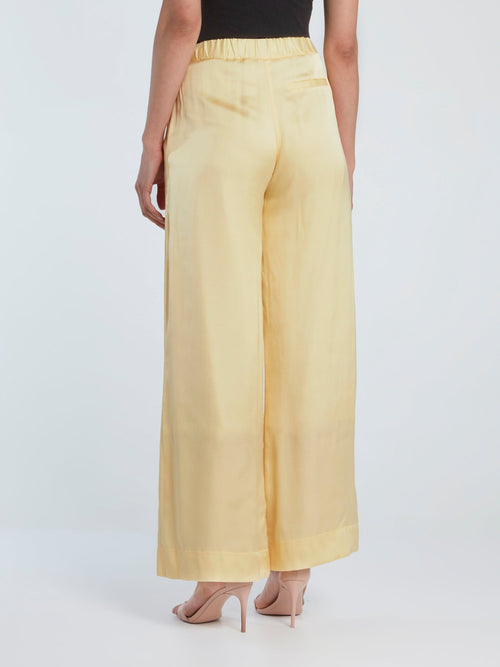 Yellow Wide-Leg Viscose Pants