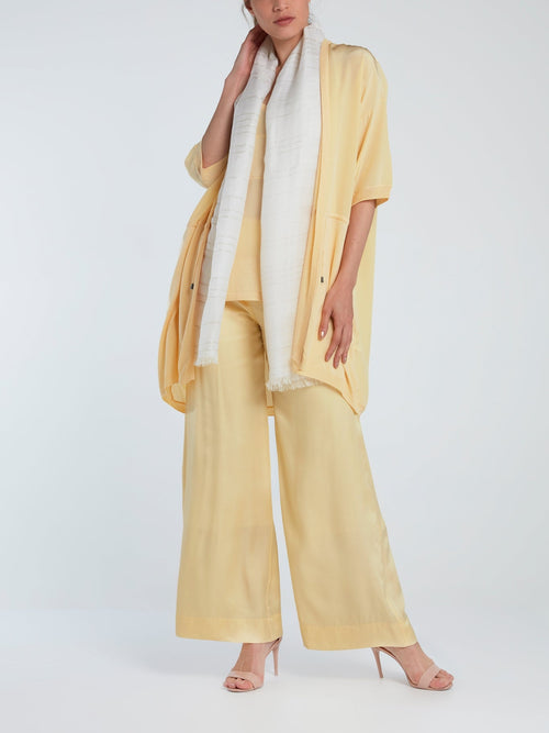 Yellow Wide-Leg Viscose Pants