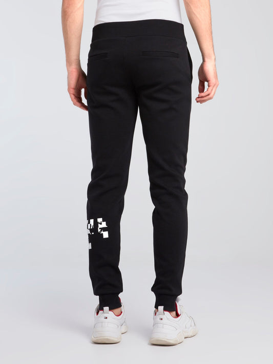 Black Contrast Logo Print Sweatpants