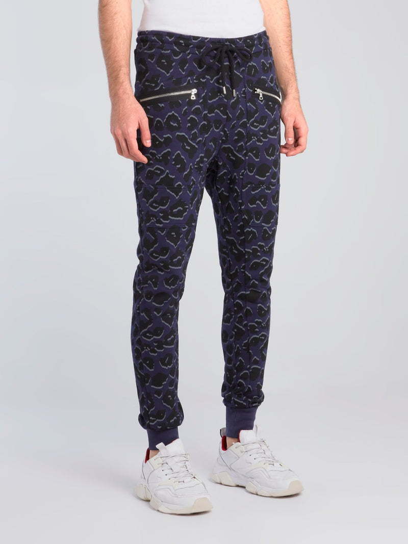 Purple Leopard Print Track Pants