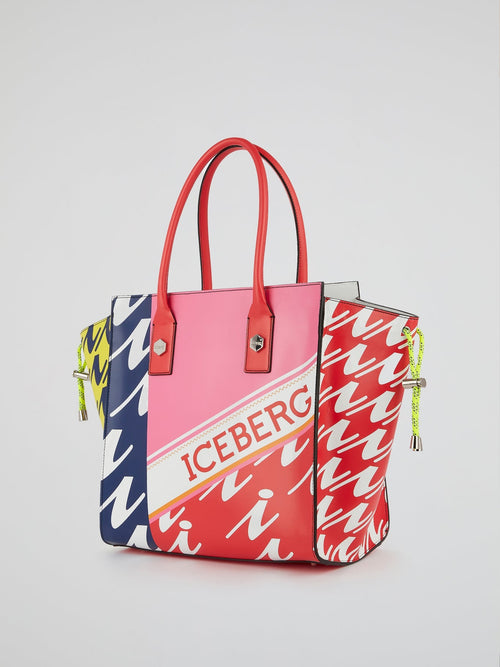 Logo Print Leather Tote Bag