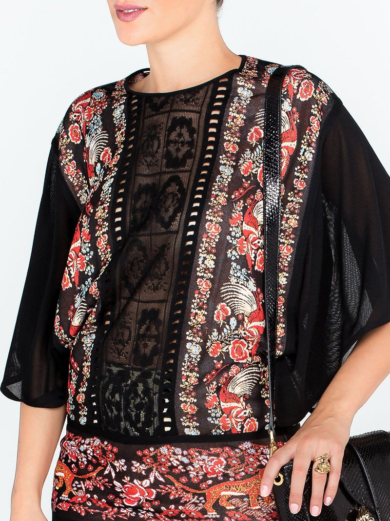 Floral Embroidered Lace Panel Blouse