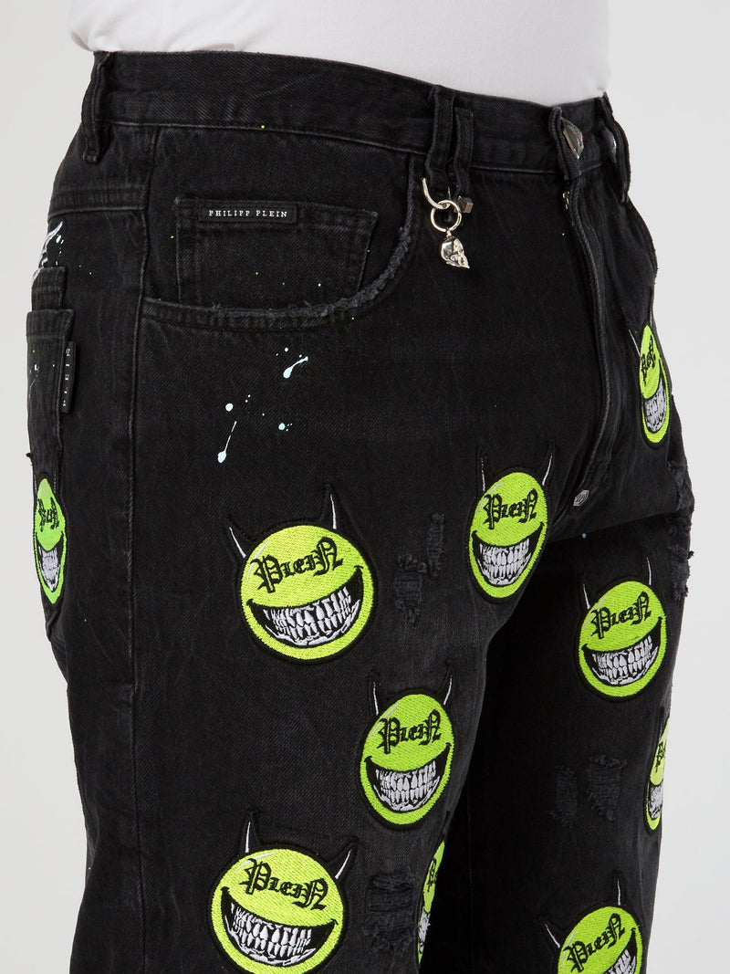 Evil Smile Patched Bermudas