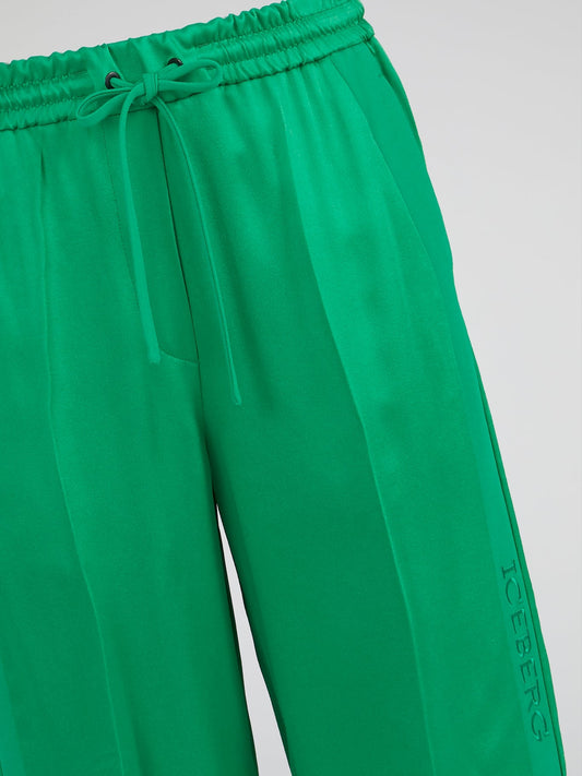 Green Drawstring Knee-Length Shorts