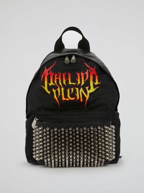 Black Spike Studded Backpack